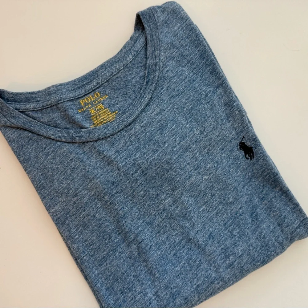 Polo Ralph Lauren Men’s Long Sleeve T-Shirt Blue Heather XL 100% Cotton